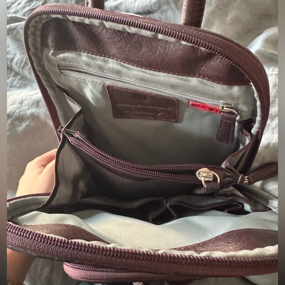 Osgoode Marley Small Organizer Leather Backpack in Mulberry - Picture 9 of 9